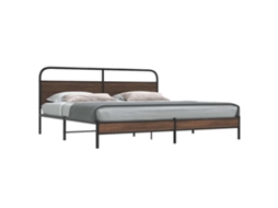Vidaxl Estrutura Cama Sem Colchão 200x200cm Metal Carvalho Castanho