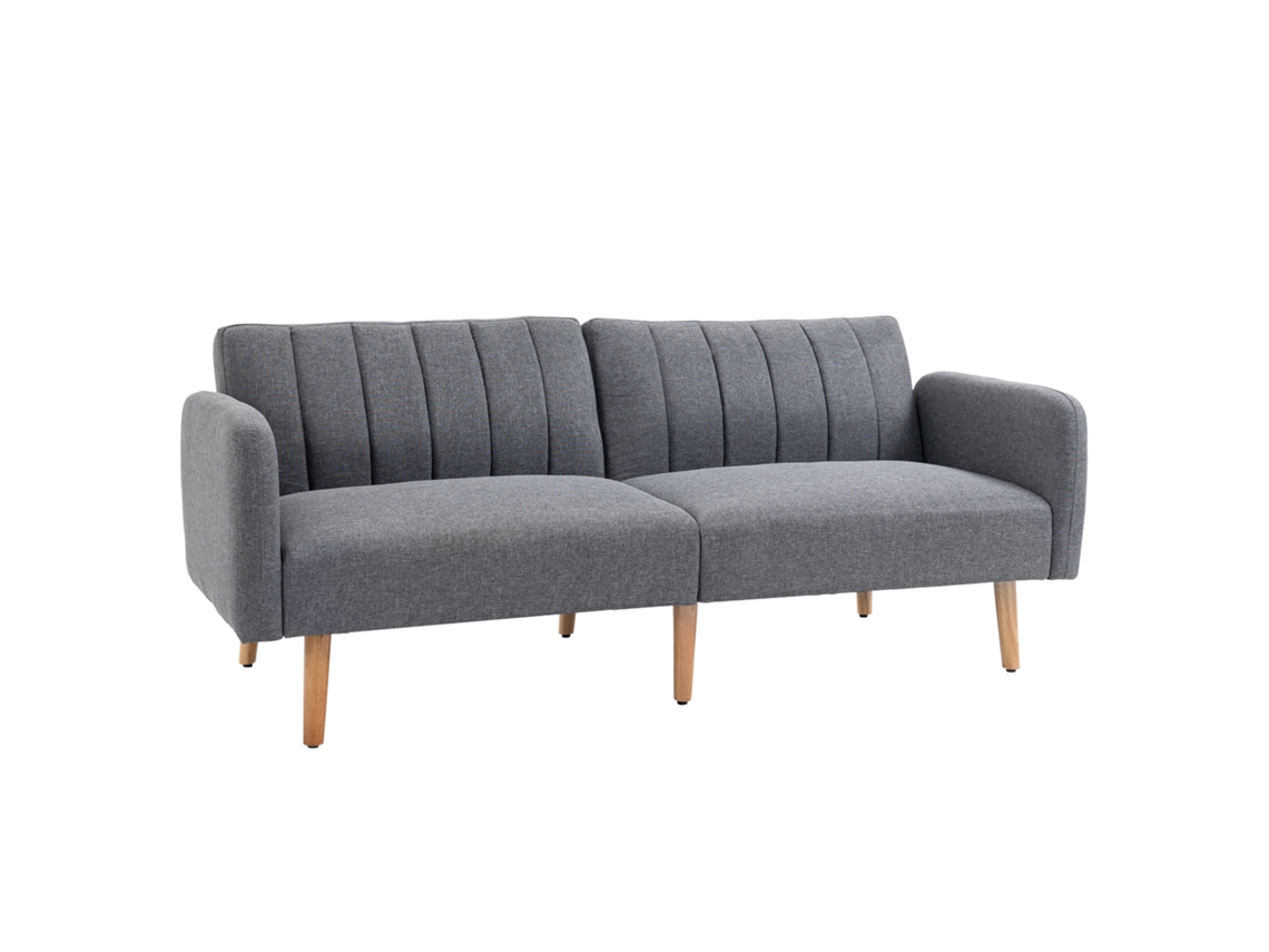 Sofá-cama, Sofá De Tecido Para 2 Lugares, Sofá Com Função De Dormir, Poliéster Semelhante A Linho, Madeira De Borracha, 173 X 75 X 73 Cm, Cinza Ui