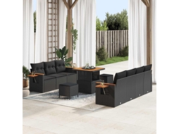 Vidaxl Conjunto De Sofá De Jardim 10 Unid. Preto Vime Pe