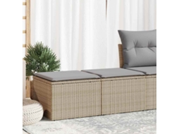 Vidaxl 2 Pcs Conj. Sofás P/ Jardim C/ Almofadões Vime Pe/acácia Bege
