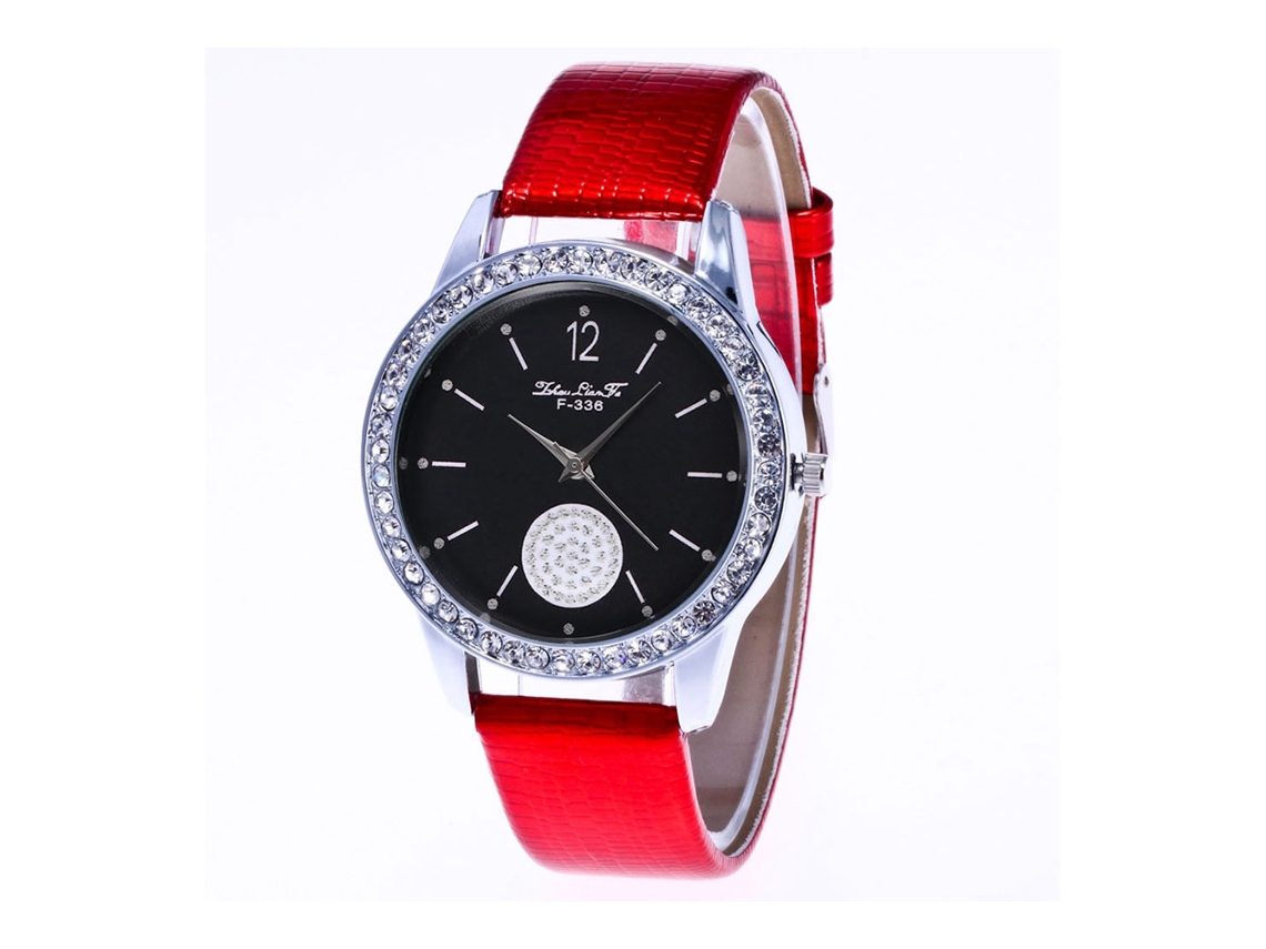 Reloj De Cuarzo Unisex De Moda Con Correa Metálica Ajustable (rojo)