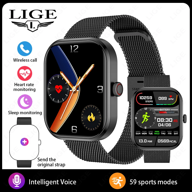 Smartwatch MDUG compatível com Todos os Smartphones, à Prova D'água com Pulseira de Malha