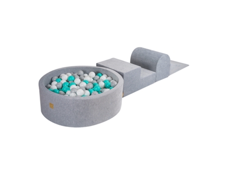 Conjunto de Jogos de Espuma com Piscina Grande para Bebé MEOWBABY Veludo Cinzento Claro 200 Bolas de 7 Cm: Branco/Cinza/Turquesa