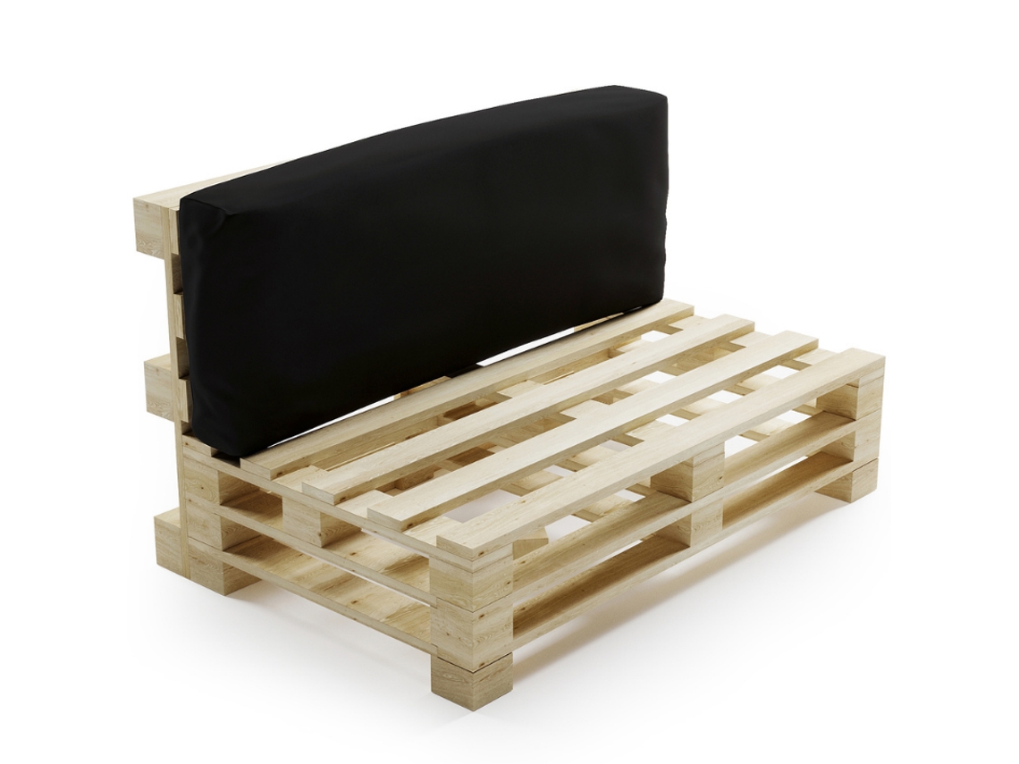 Assento Almofada Amovívelpara Paletes Poliéster Bananair 120x40cm Preto