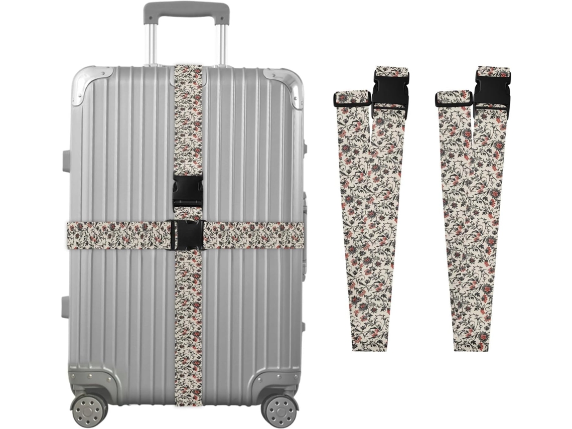 Conjunto De 2 Cintas Bagagem Estampadas E Sem Costura Para Malas Viagem, Acessórios Para Cintos, Conector De Bagagem