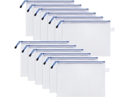 Conjunto de 12 Pastas Transparentes com Zíper para Documentos Tamanho A4 BRILVIBERA