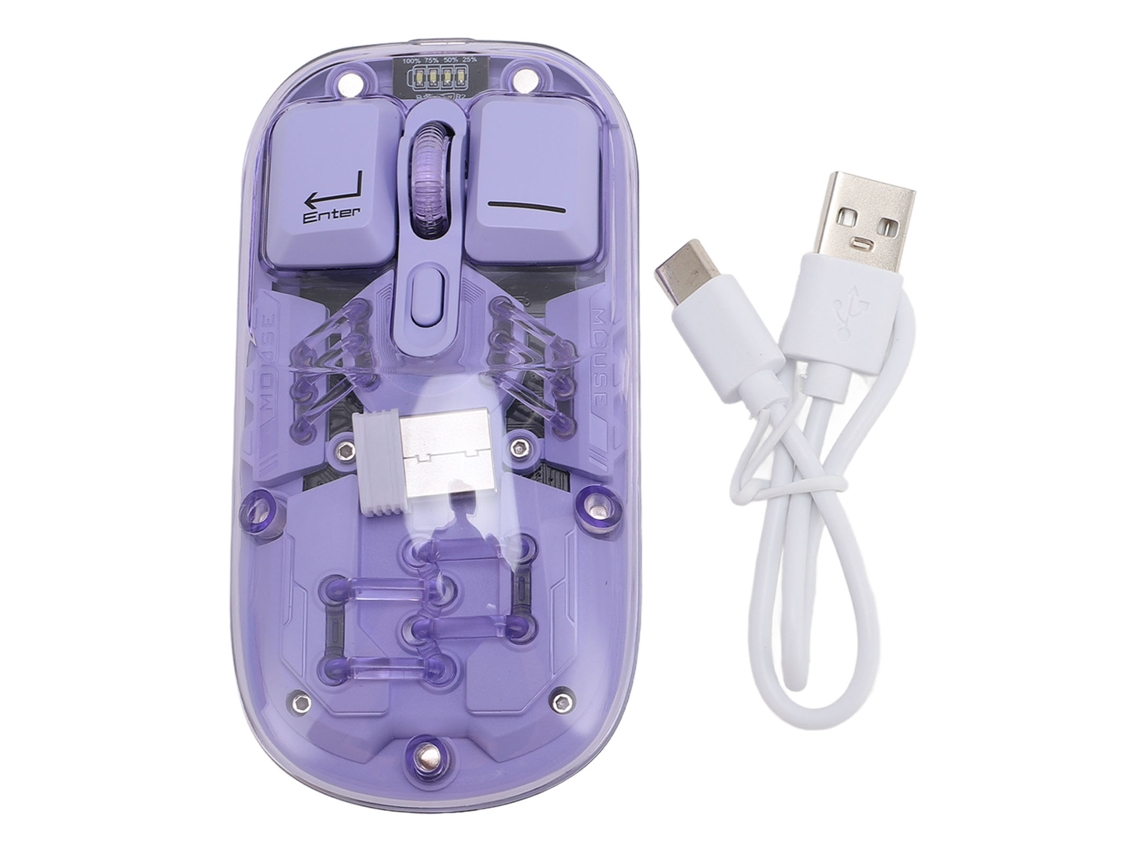 Mouse Rgb Transparente De Modo Duplo Sem Fio Roxo
