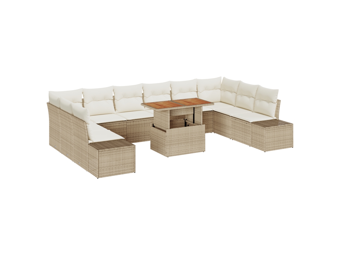 Conjunto 11 Conjunto De Jardim Vidaxl Bege Vime Pe (100 X 55 X 73 Cm)