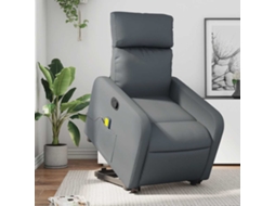 Vidaxl Poltrona Massagens Reclinável Elevatória Couro Artif. Cinzento