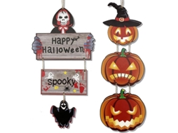Prato decorativo suspenso de Halloween, ou enfeite de Halloween "Feliz Halloween", 2 peças | S/BRAND