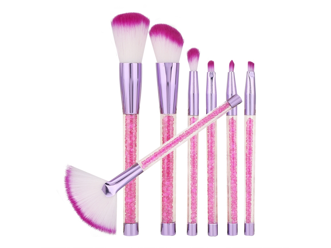 Juego de 7 brochas de maquillaje Vante para base, rubor, sombra de ojos (morado)
