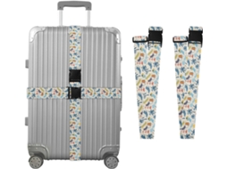 Conjunto De 2 Cintas Bagagem Com Estampa Praia Para Malas, Cintas De Viagem, Acessórios Para Cintos, Conector De Bagagem