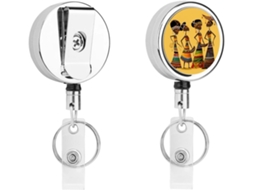 Porta Crachá Retrátil Criativo Com Tema Da Cultura Africana, Moderno E Durável, Em Metal, Com Cordão De Nylon De 68cm