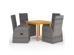 Vidaxl 5 Pcs Conjunto De Jantar Para Jardim Cinzento