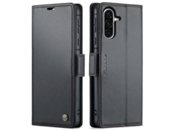 Capa Para Samsung Galaxy A36 De Couro Com Textura De Lichia E Fecho Borboleta Proteção E Rfid Antirroubo Preta