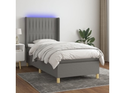 Vidaxl Cama Box Spring C/ Colchão E Led 90x190 Cm Tecido Cinza-escuro