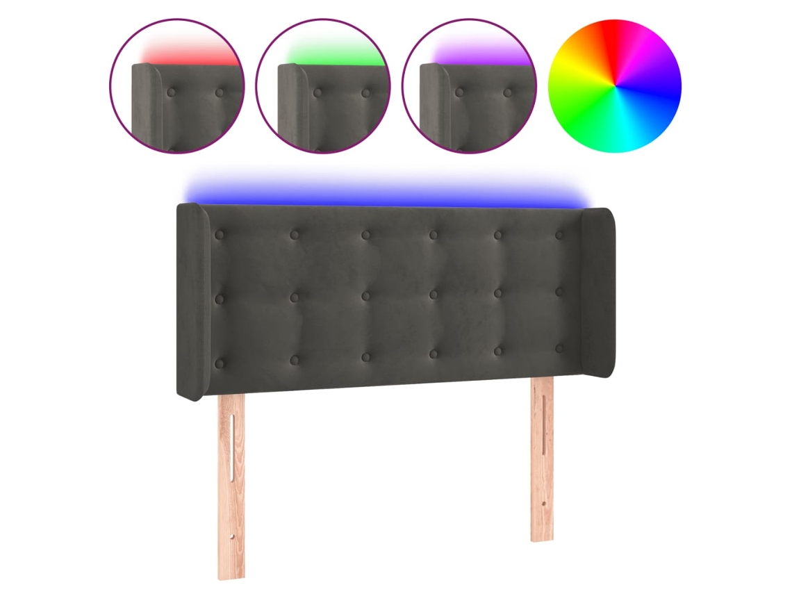 Cabeceira Cama com Luzes Led Veludo Cinza escuro MAISON EXCLUSIVE (83x16x78 cm)