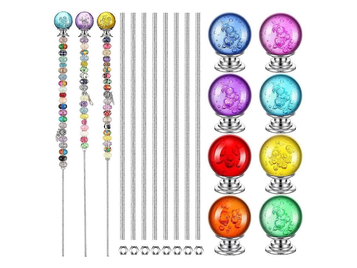 Kit De Estacas Decorativas Para Jardim Diy Com 8 Peças De Hastes Roscadas De 8/32 Polegadas E 12 Polegadas, 8 Porcas Hexagonais
