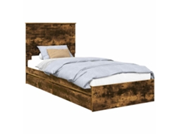 Cama com Armazenamento com Gaveta Carvalho Defumado 90x190 cm MAISON EXCLUSIVE