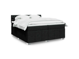Vidaxl Cama Com Molas/colchão 200x200 Cm Tecido Preto