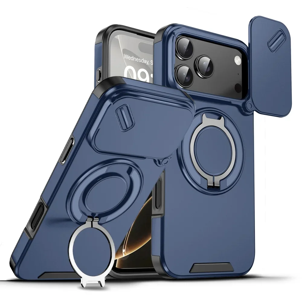 (azul 14promax) Capa De Celular Com Suporte Magnético Deslizante Para Câmera