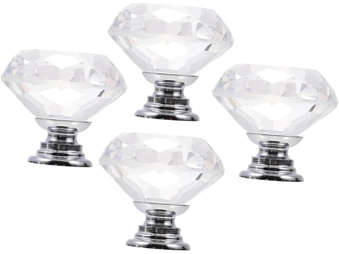 Puxadores De Cristal Para Armário, Conjunto De 4 Peças, Elegantes, Com Um Único Furo Para Gaveta