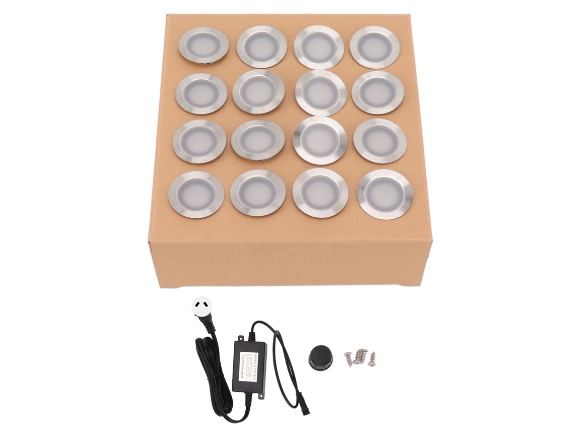 16 Lâmpadas de Deck Led Embutidas 10w Branco Quente Ip67 Aço Inoxidável Kit com Plug Au | S/MARCA