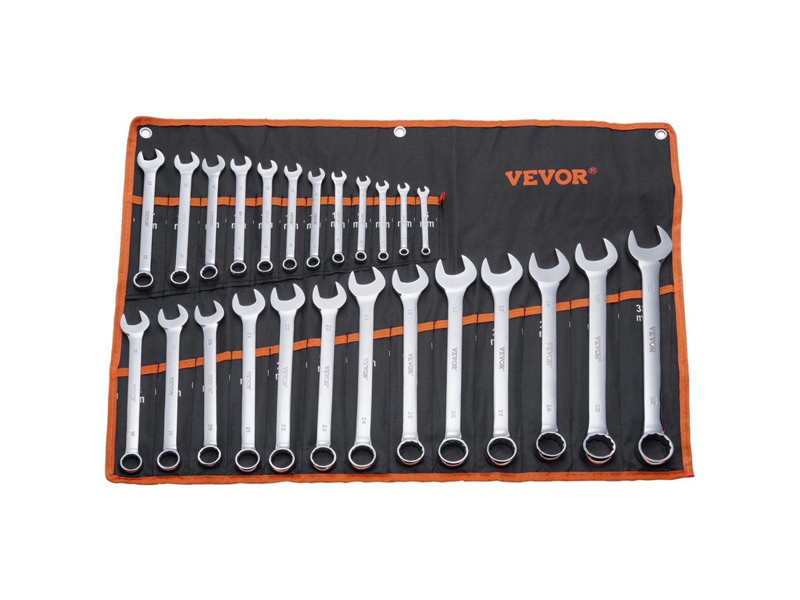 Conjunto de chave combinada VEVOR 25 PCS com saco de rolo métrico 6-32mm