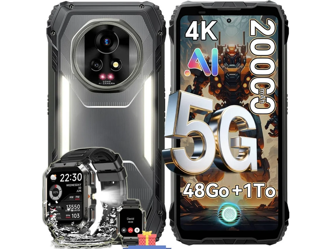 Smartphone 5G Blackview Xplore 2 + W70pro (6,73'' - 48 GB - 1 TB - 20000 mAh - Preto)