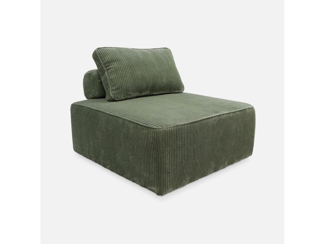 Módulo Para Sofá Modular Em Veludo Canelado, Verde