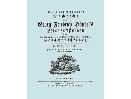 Livro Nachricht Von Georg Friedrich Händels Lebensumständen. De Karl Burney (alemão)