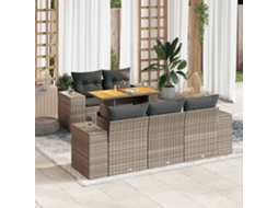 Vidaxl 6 Pcs Conjunto Sofás De Jardim Com Almofadões Vime Cinzento
