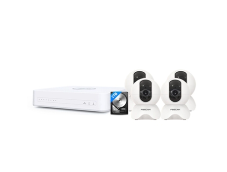 Kit de Vigilância Por Vídeo Ip com 4 Câmaras Kit-4-Fn8108H-X5-W-Hdd FOSCAM