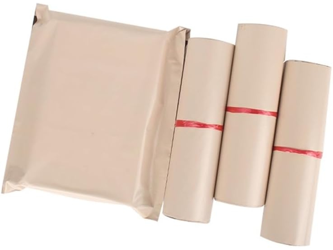 Sacos Correio Impermeáveis Bege, Pacote com 50 Unidades, Sacos para Correio, Envelope Plástico, Embalagem para Roupas, Sacola