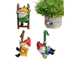 Gnomos Genéricos para Jardim de Fadas, Estátua de Gnomo, Elfo e Gnomo Únicos, Gnomo Escalador, Escultura, Gnomos de CHABERLU