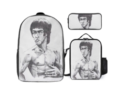 Mochila De Estudante Bruce Lee W3801. Inclui Mochila, Lancheira E Estojo Para Canetas. Resistente. U3801. Olysi Shop
