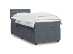 Vidaxl Cama Com Molas/colchão 80x200 Cm Veludo Cinza-escuro