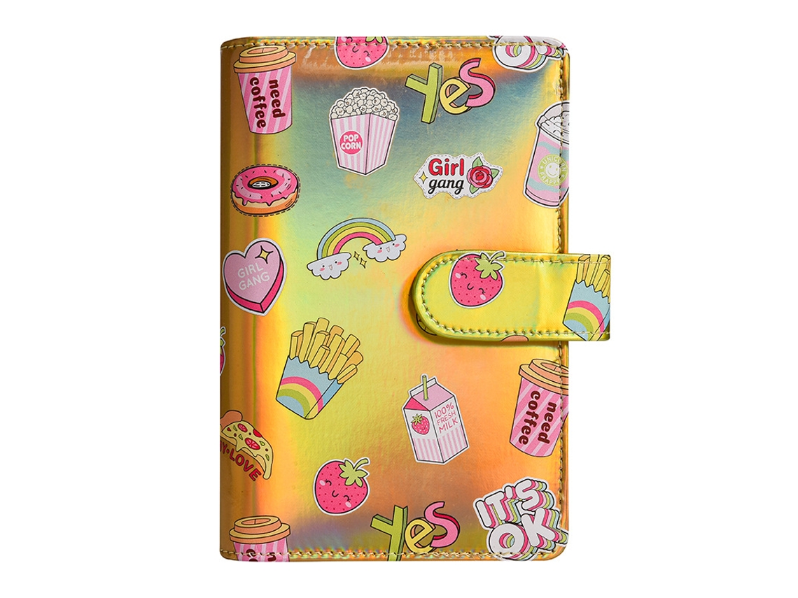 A6 Loose Leaf Notebook With Colorful Illustrations Cash Budget Planner Journal Zipper Pouch, Yellow Single Cover Only