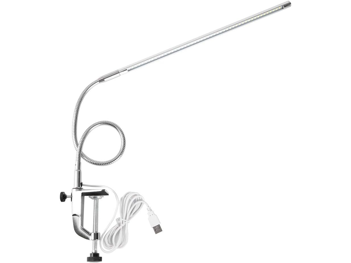 Luminária De Mesa Fyearfly Usb Com Clipe, 18w, Plástico, Tubo Flexível 360°, 48 Leds, Proteção Ocular, Para Leitura E
