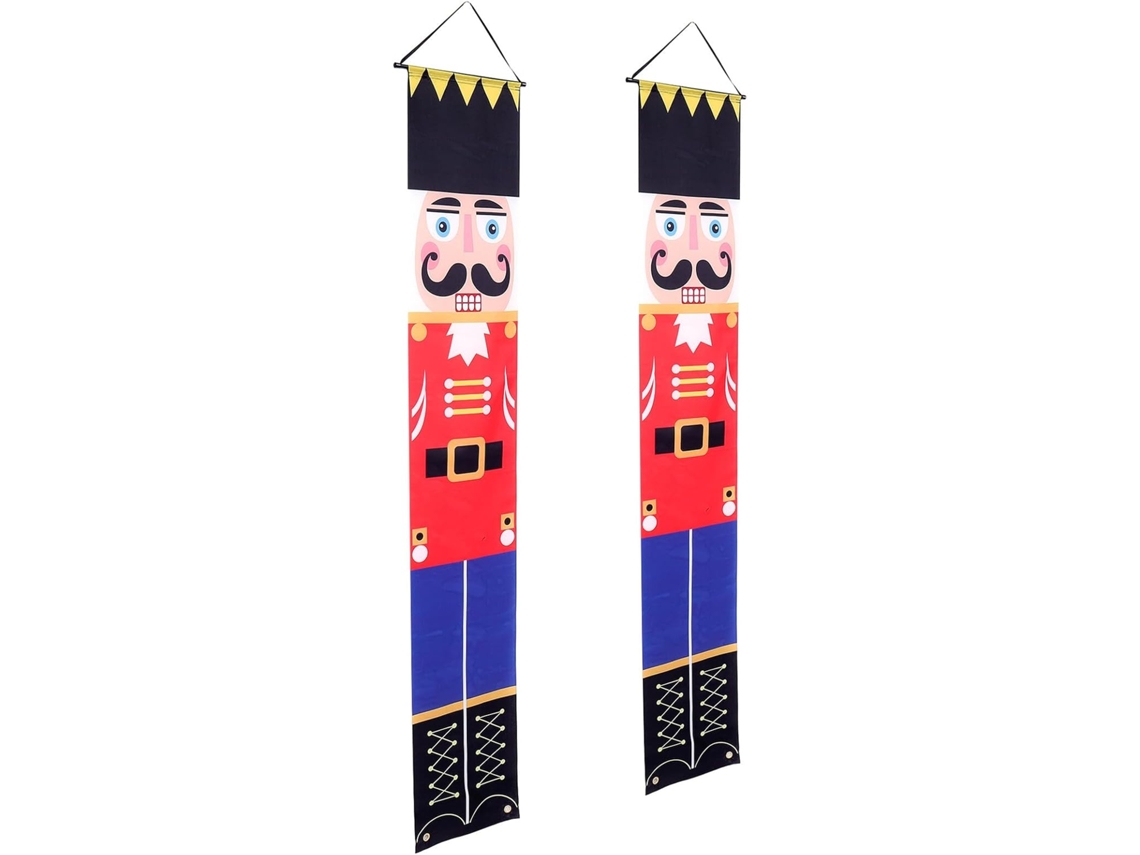 Par De Faixas De Natal Para Porta, Em Tecido Oxford Com Estampa De Soldadinhos De Brinquedo, Decoração Natalina Para Varanda E Entrada Gokoco