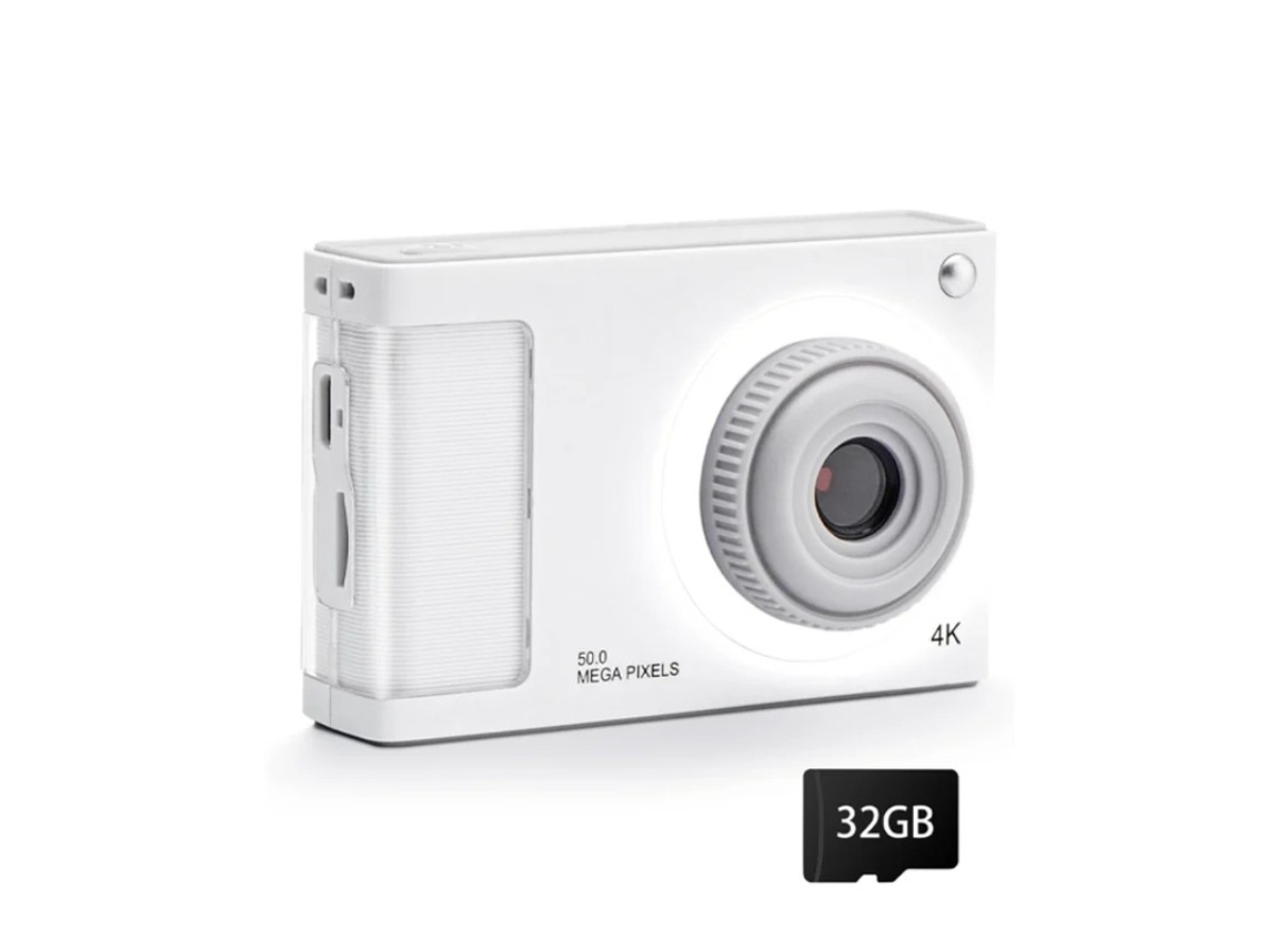 Câmera digital infantil, câmera Full HD 1080p com cartão de 32 GB, zoom de 48 MP e 8x para adolescentes e crianças, Yizhood branco