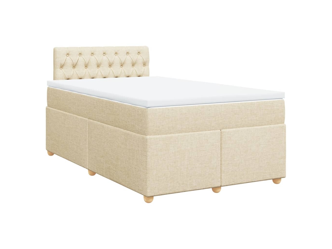 Cama com Molas/colchão 120x200 Cm Tecido Cor Creme MAISON EXCLUSIVE