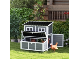 Gabinete para galinhas com ninho integrado para até 6 aves, à prova d'água, estrutura em abeto e plástico, 100x86x100cm, cinza claro