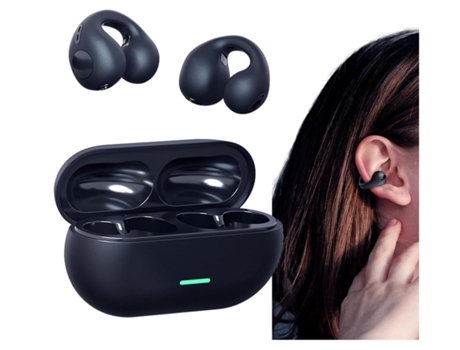 Auriculares inalámbricos de oído abierto, resistentes al agua y al sudor, para entrenamiento, Gusshious, auriculares de conducción negros.