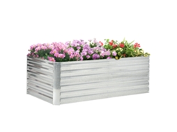 Canteiro Retangular Elevado Com Tubos De Reforço Em Aço Galvanizado, 180 X 90 X 59 Cm