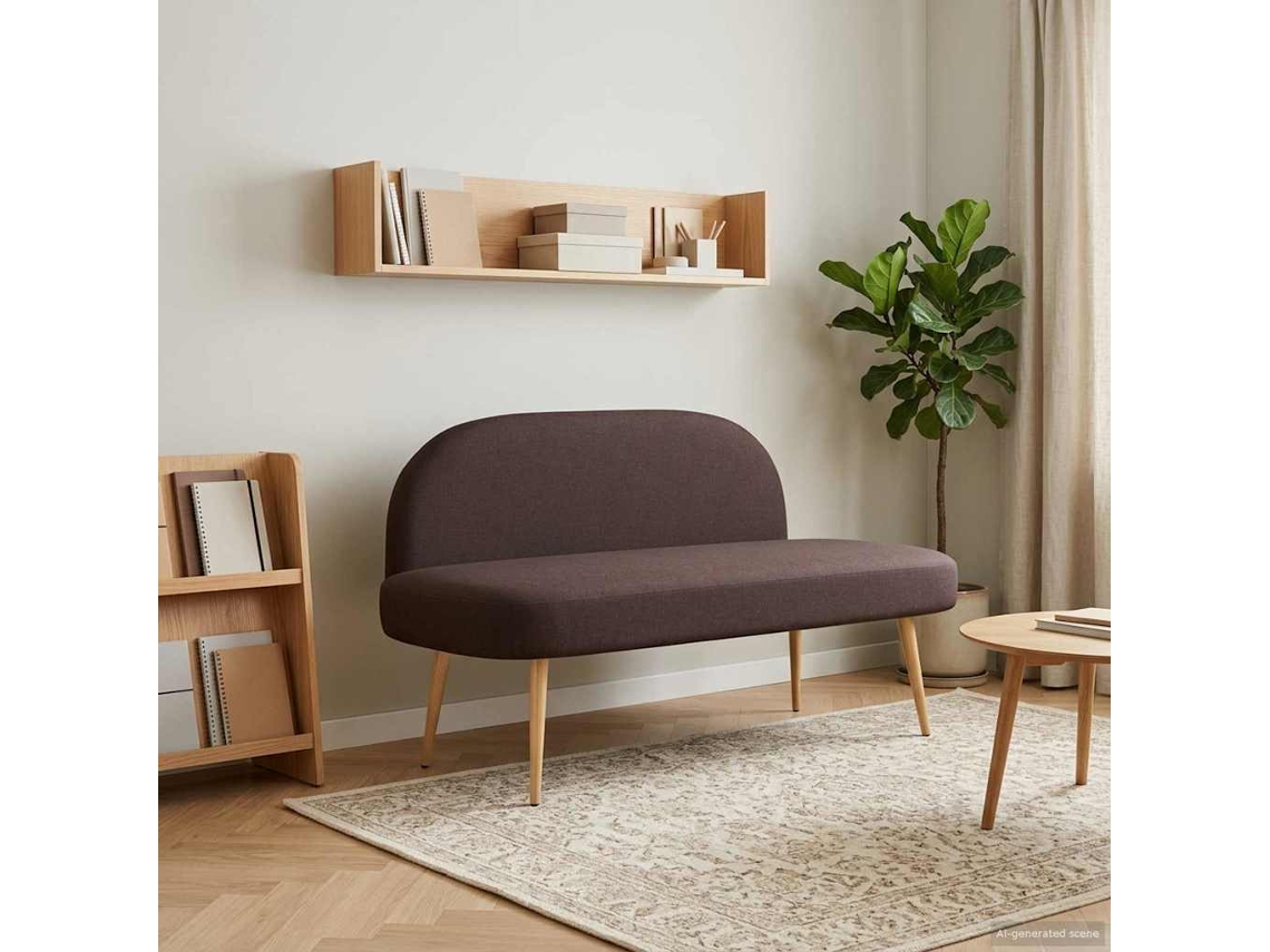 Vidaxl Banco Estofado Com Encosto Castanho Escuro 110 X 60 X 76 Cm