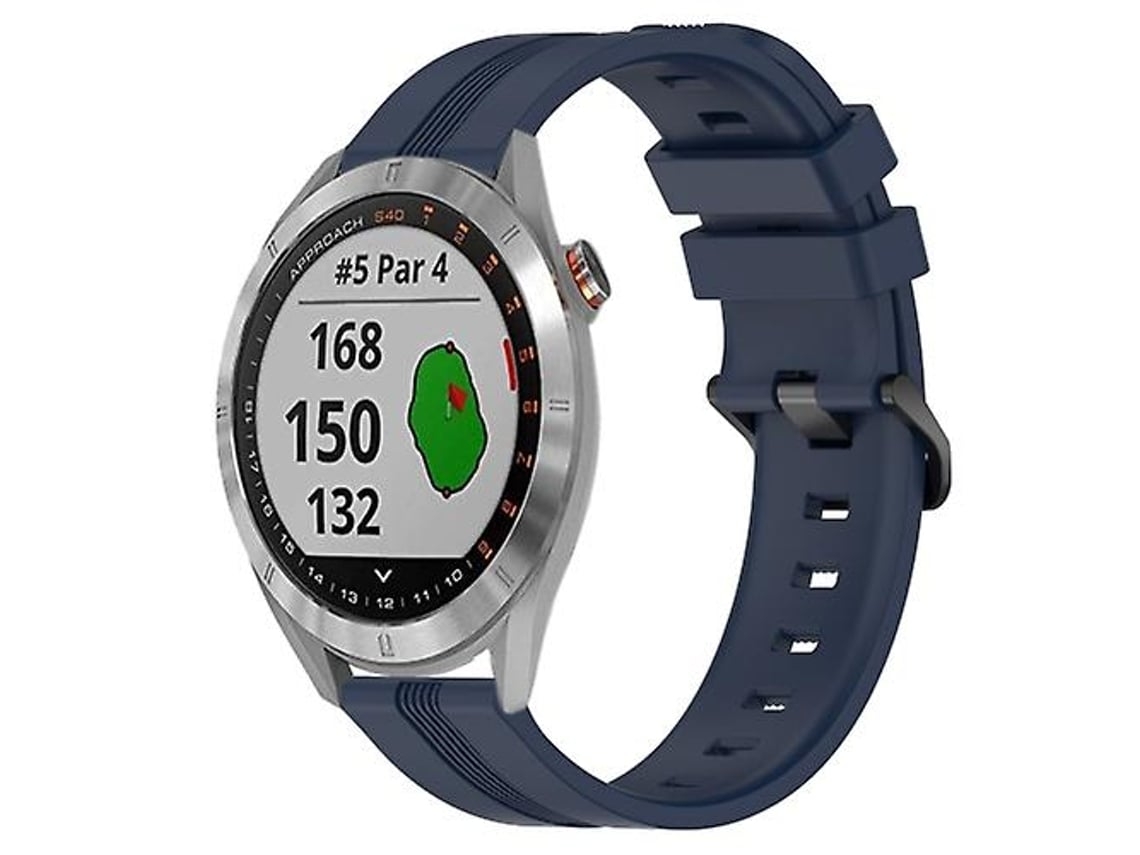 Pulseira Garmin Approach S40 De 20 Mm, Silicone Com Listras Côncavas, Azul Marinho