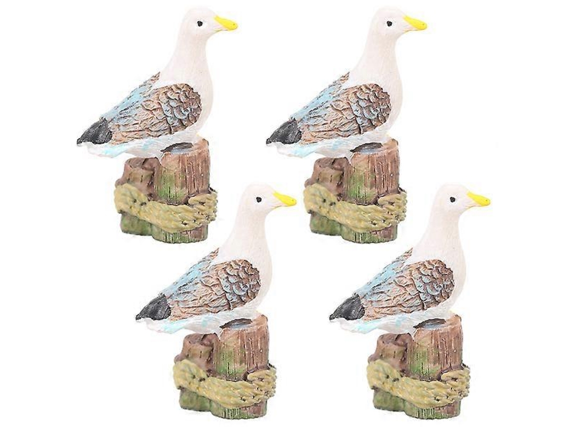 Conjunto De 4 Miniaturas Gaivotas Em Resina, Brinquedos Pássaros Pequenos, Enfeites Praia, Estilo Natural (fmy), Cores Sortidas. -aquaforge