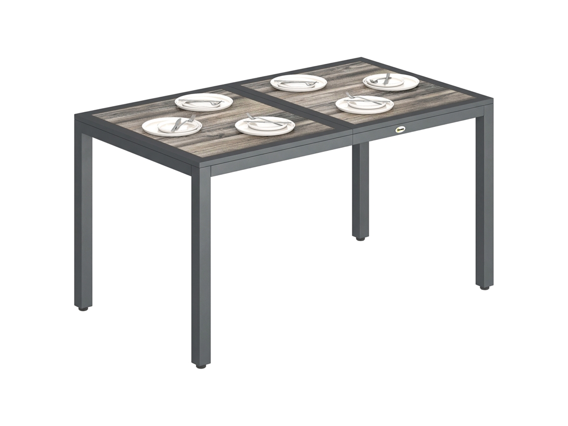 Mesa de Jardim para 4-6 Pessoas, Madeira, 140x80x72cm Cinza