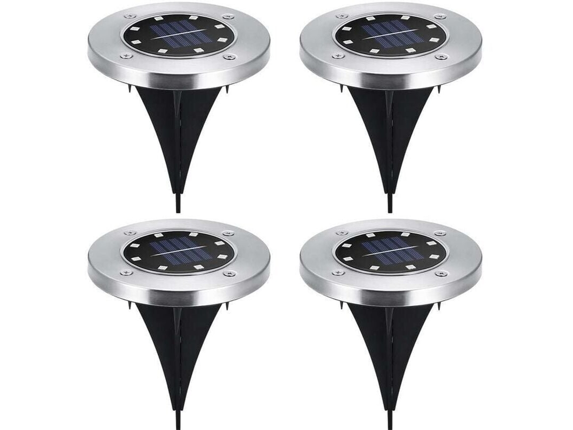 Conjunto De 4 Painéis Solares Com Luzes Led De Jardim Para Plantio, Luz Branca Aquaforge